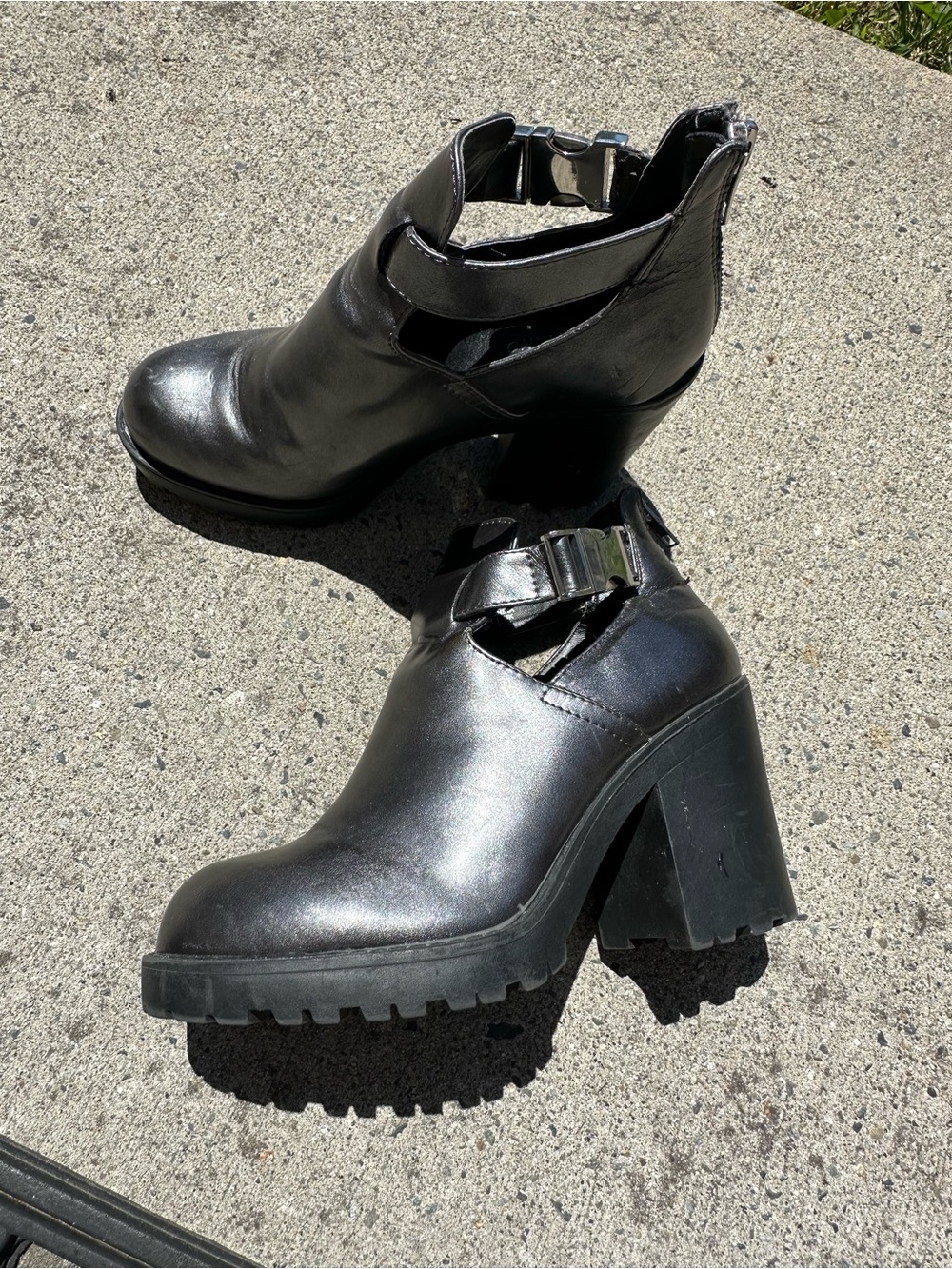 Call It Spring Black Cutout Chunky-Heel Ankle Boots